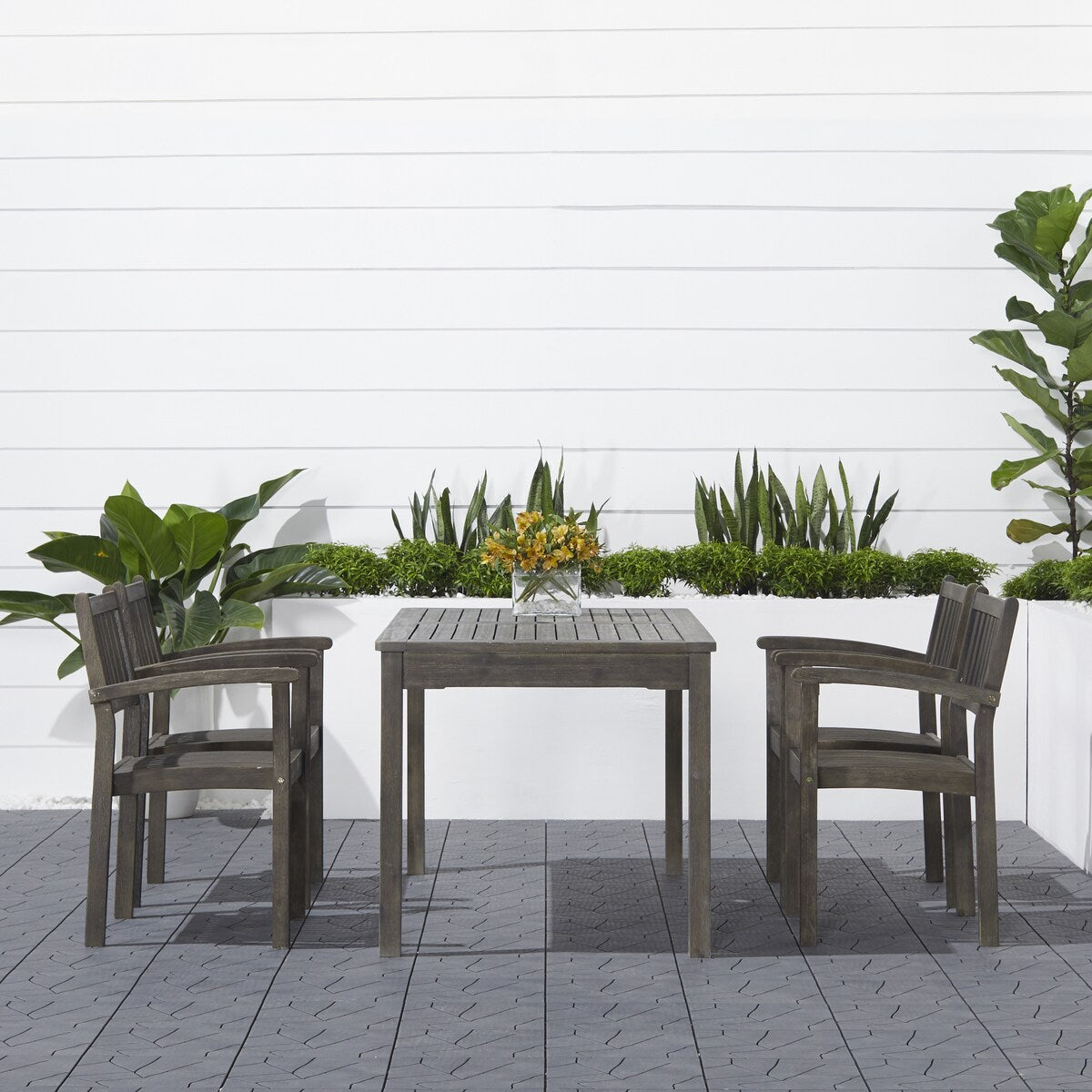 Ensemble de salle à manger empilable en bois Caladesi