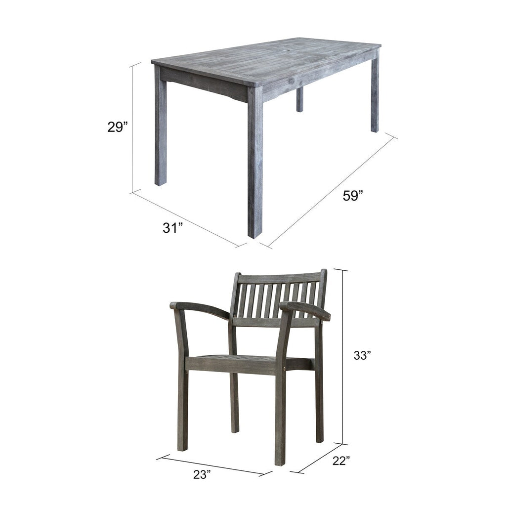 Ensemble de salle à manger empilable en bois Caladesi