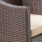 Ensemble de salle à manger d'extérieur Calero 6 pièces en bois et osier avec chaises et banc par Christopher Knight Home