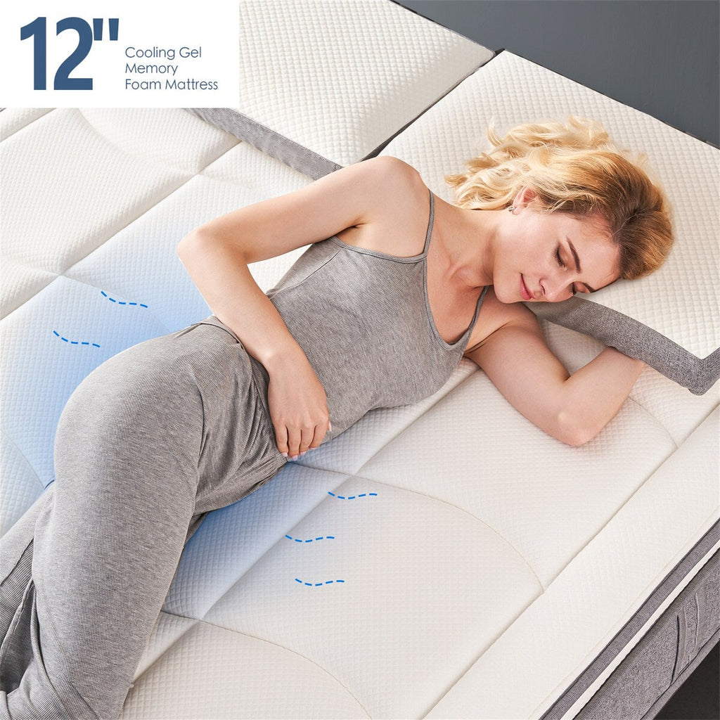 Matelas California King 12 pouces, mousse à mémoire de forme et gel, soutien équilibré