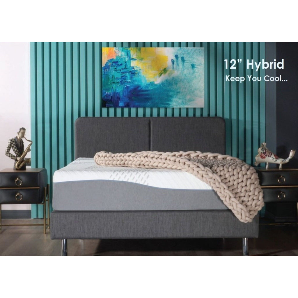 Matelas hybride California King Size Hopewell 12 à ressorts ensachés et housse amovible, avec gel rafraîchissant et bords à mémoire de forme