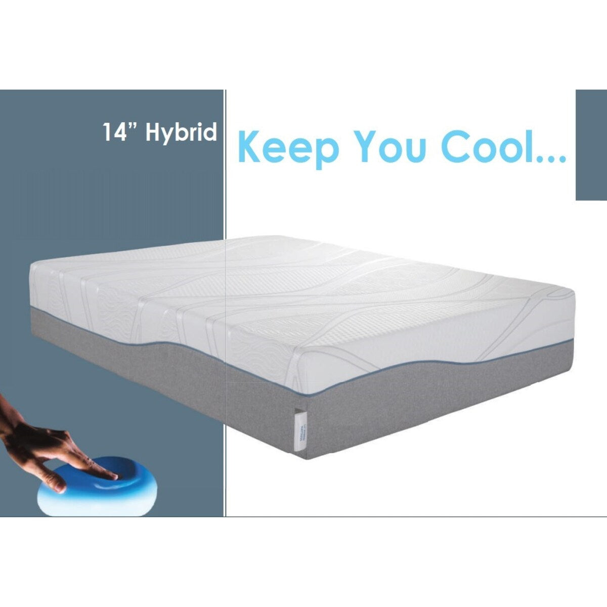 Matelas hybride Kruger 14 California King Size, à ressorts ensachés et à mémoire de forme, avec housse amovible, taille moyenne