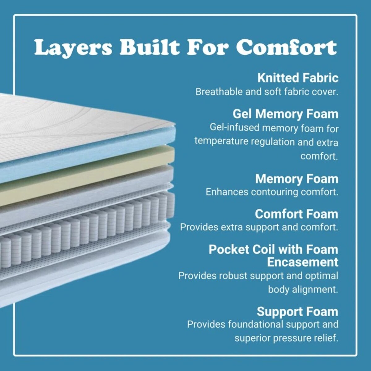 Matelas hybride Kruger 14 California King Size, à ressorts ensachés et à mémoire de forme, avec housse amovible, taille moyenne