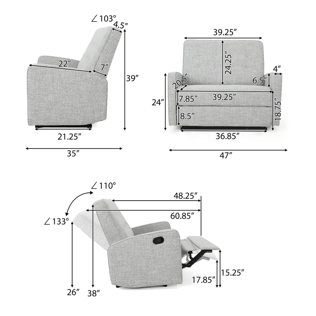 Fauteuil inclinable surdimensionné capitonné Calliope par Christopher Knight Home