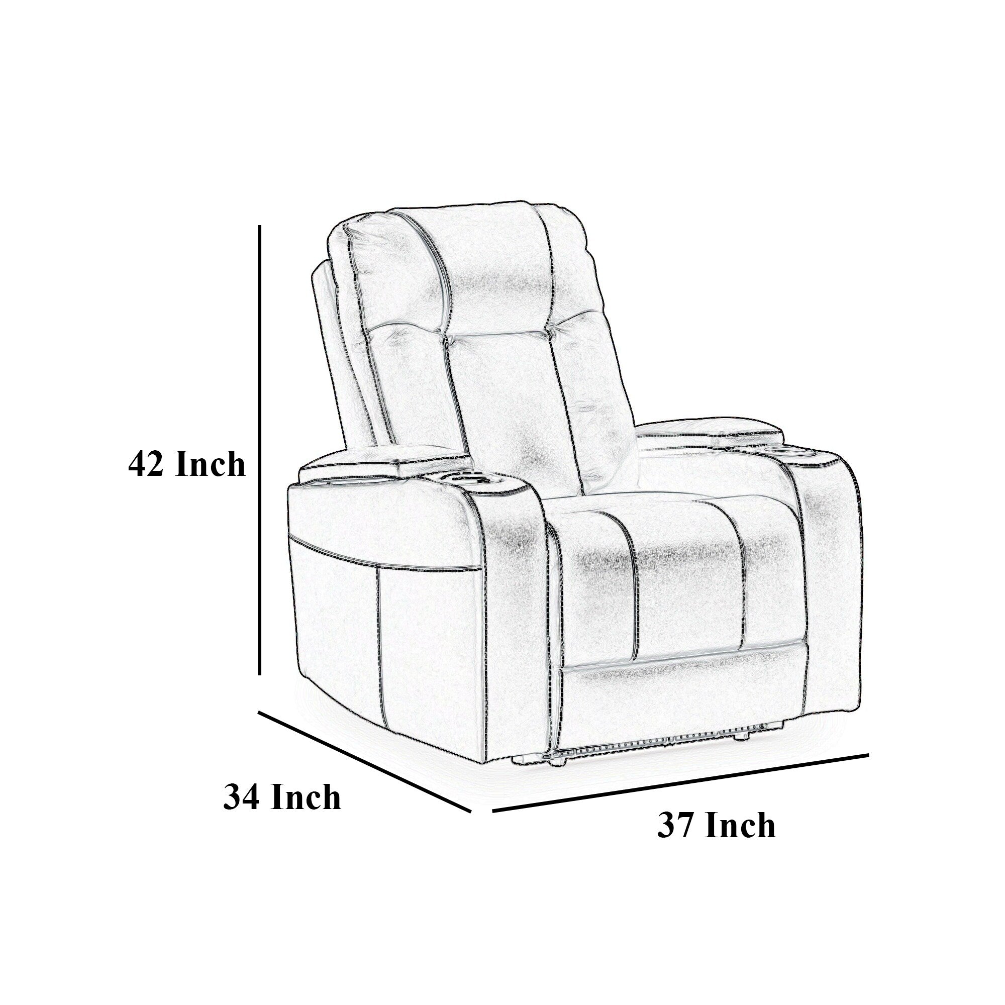Fauteuil inclinable électrique Callum, appui-tête réglable, similicuir noir