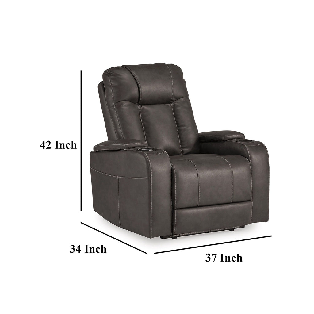 Fauteuil inclinable électrique Callum, appui-tête réglable, similicuir gris