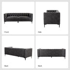 Canapé classique Calymne 84 à accoudoirs carrés et dossier capitonné par HULALA HOME