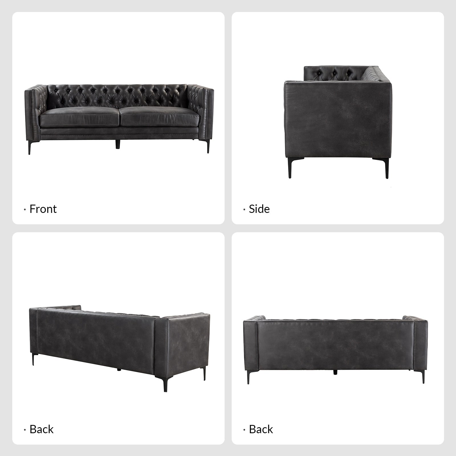 Canapé classique Calymne 84 à accoudoirs carrés et dossier capitonné par HULALA HOME