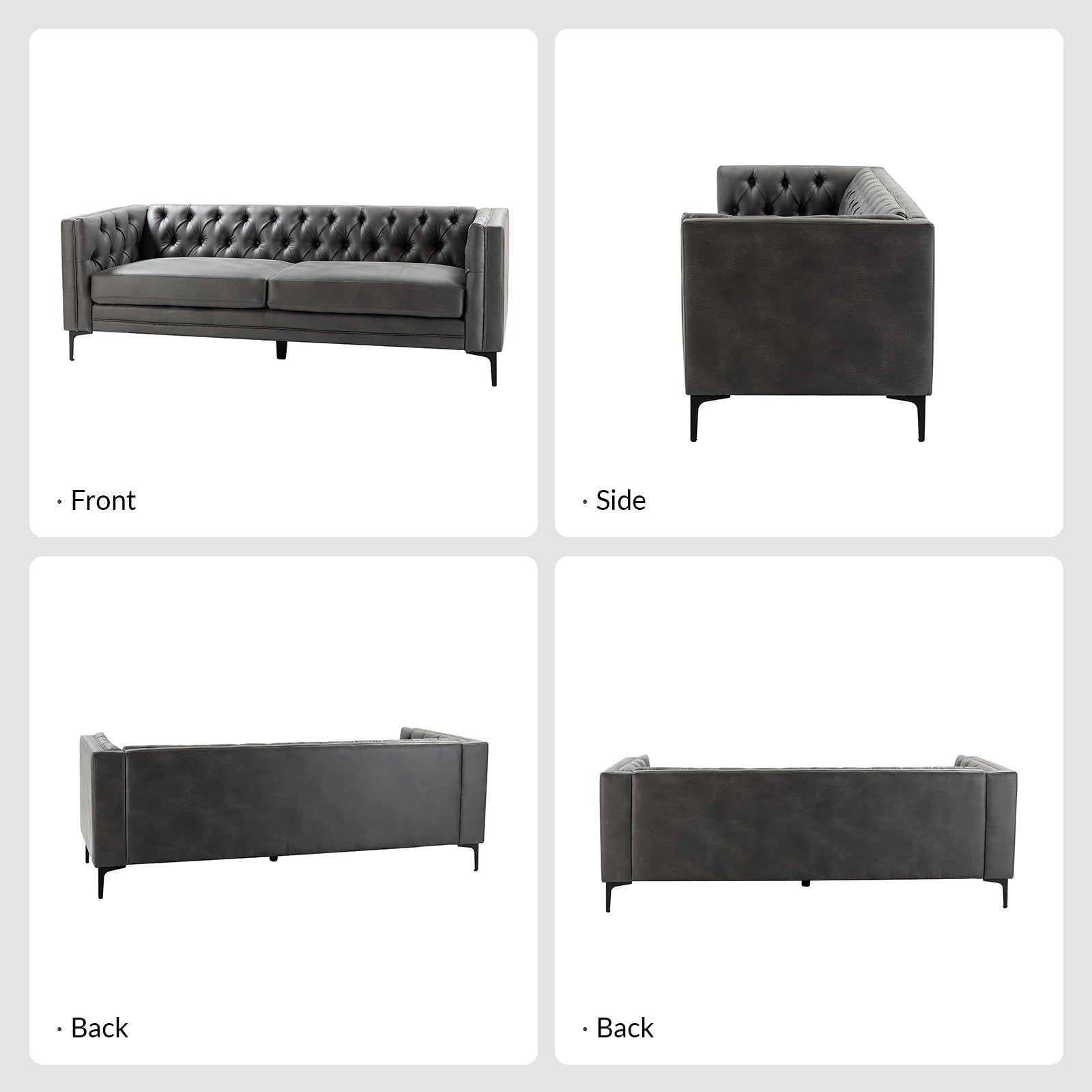 Canapé classique Calymne 84 à accoudoirs carrés et dossier capitonné par HULALA HOME