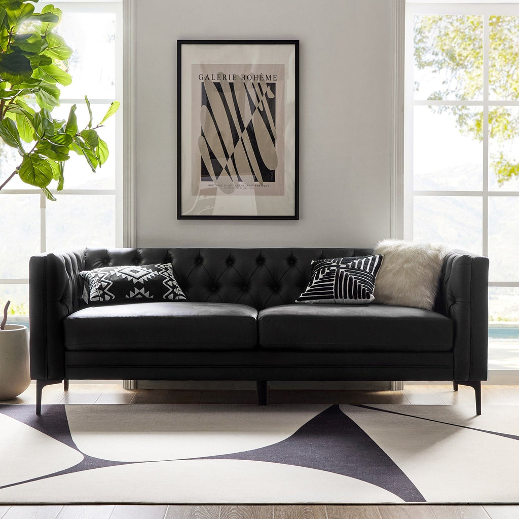 Canapé classique Calymne 84 à accoudoirs carrés et dossier capitonné par HULALA HOME