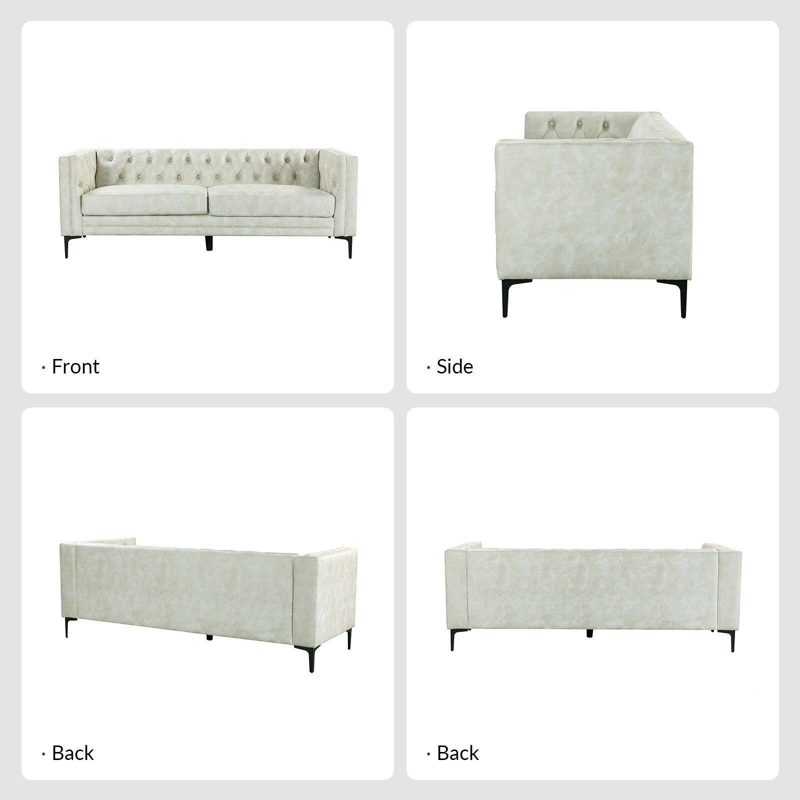 Canapé classique Calymne 84 à accoudoirs carrés et dossier capitonné par HULALA HOME