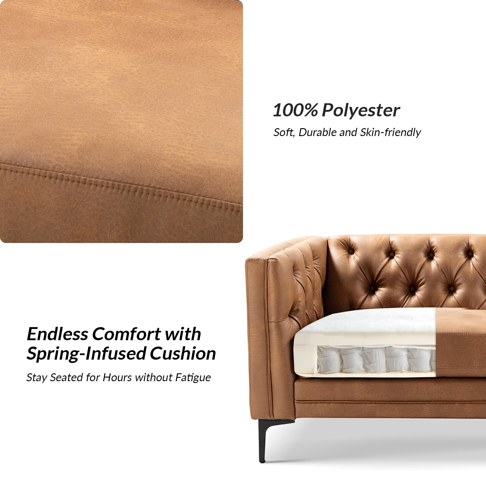 Canapé classique Calymne 84 à accoudoirs carrés et dossier capitonné par HULALA HOME