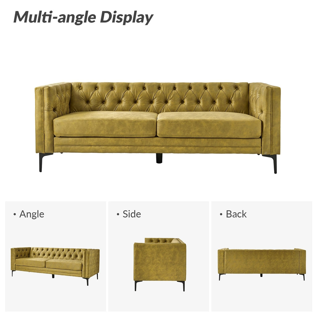 Canapé classique Calymne 84 à accoudoirs carrés et dossier capitonné par HULALA HOME