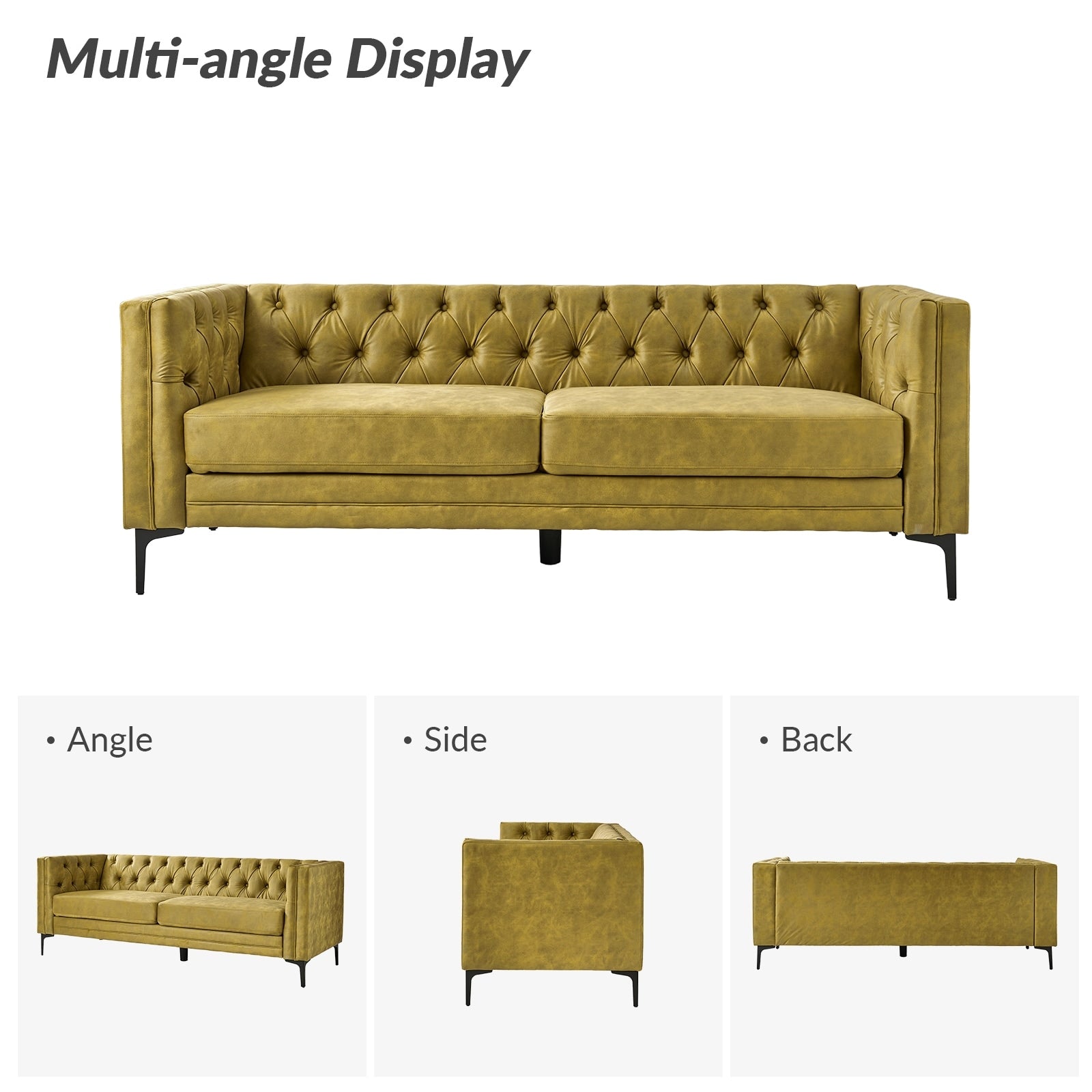 Canapé classique Calymne 84 à accoudoirs carrés et dossier capitonné par HULALA HOME