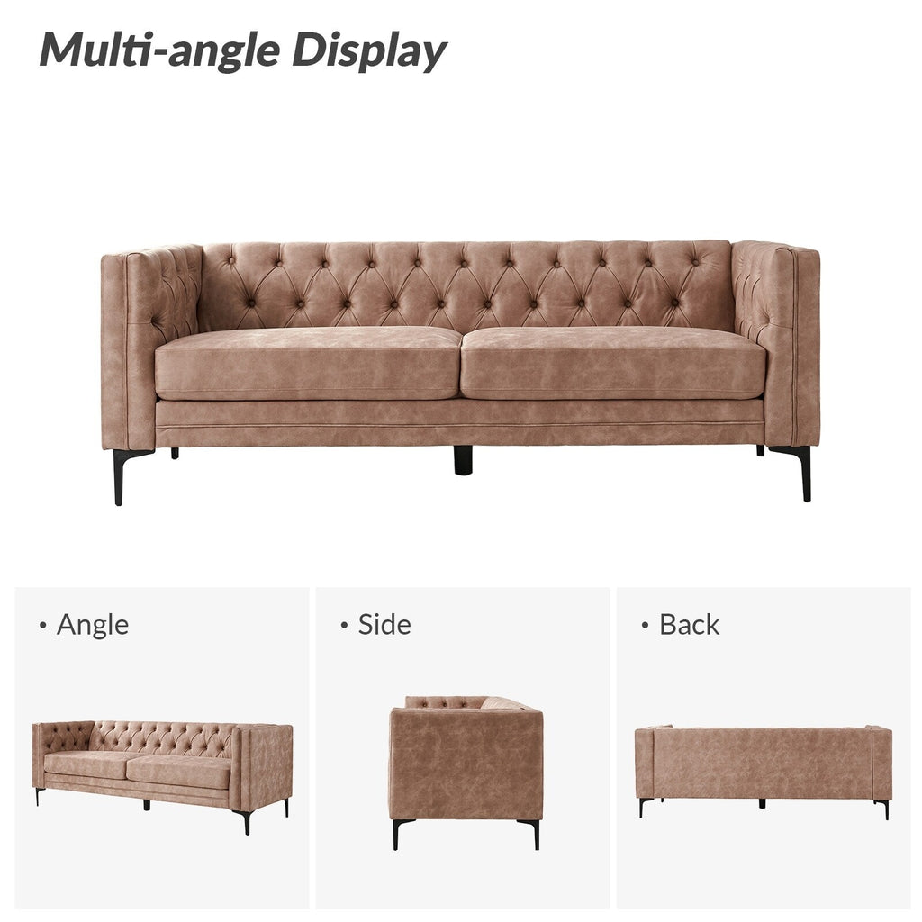 Canapé classique Calymne 84 à accoudoirs carrés et dossier capitonné par HULALA HOME