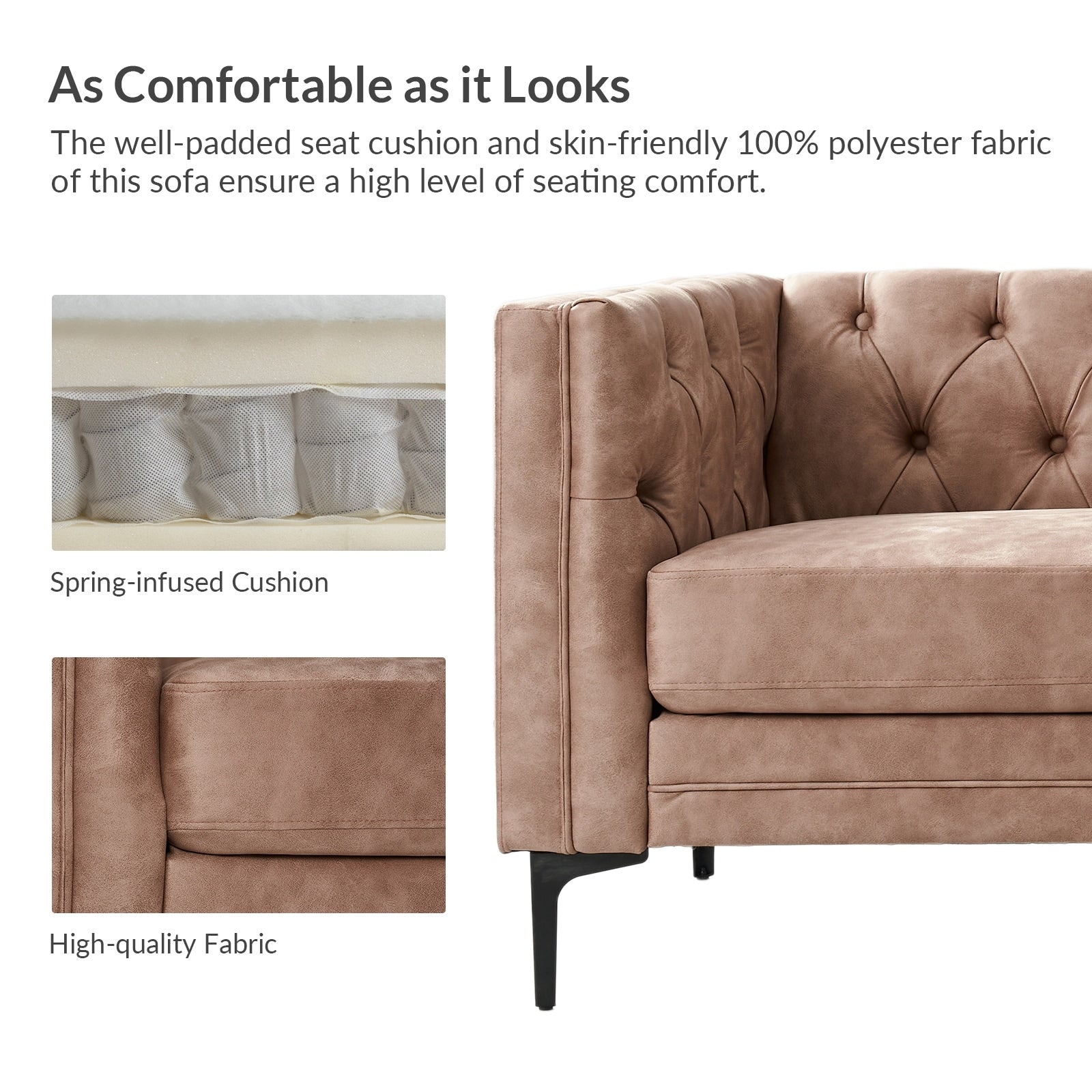 Canapé classique Calymne 84 à accoudoirs carrés et dossier capitonné par HULALA HOME