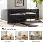 Canapé classique Calymne 84 à accoudoirs carrés et dossier capitonné par HULALA HOME