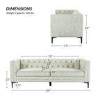 Canapé classique Calymne 84 à accoudoirs carrés et dossier capitonné par HULALA HOME