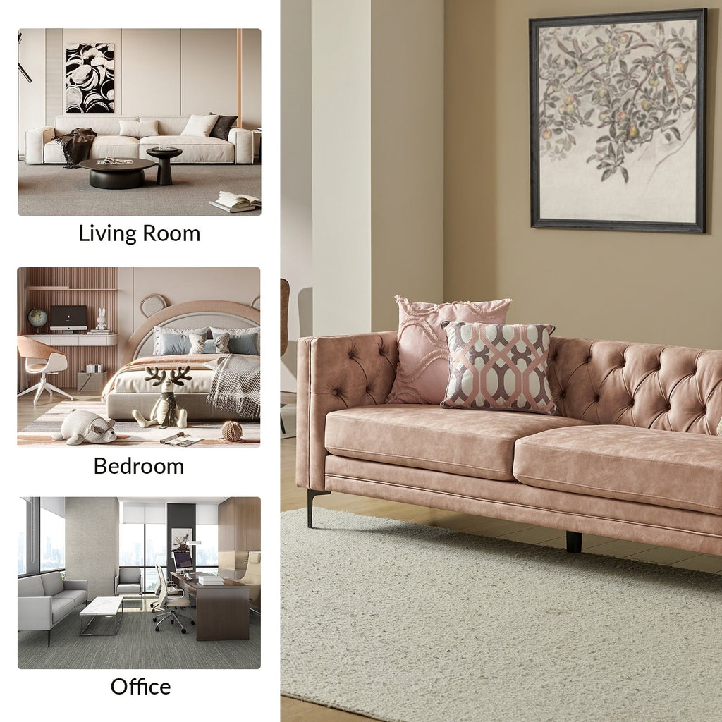 Canapé classique Calymne 84 à accoudoirs carrés et dossier capitonné par HULALA HOME