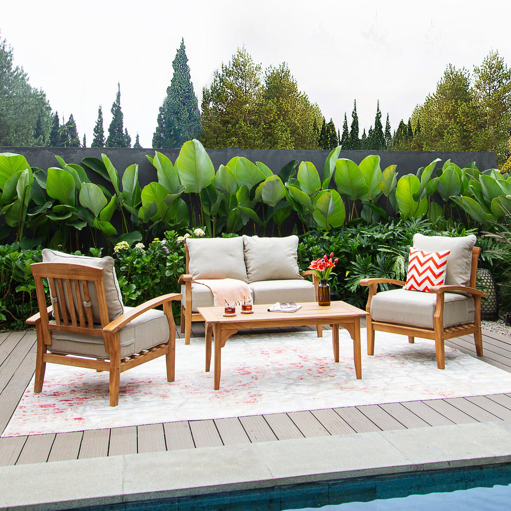 Ensemble de conversation Cambridge Casual Caterina 4 pièces en teck pour patio