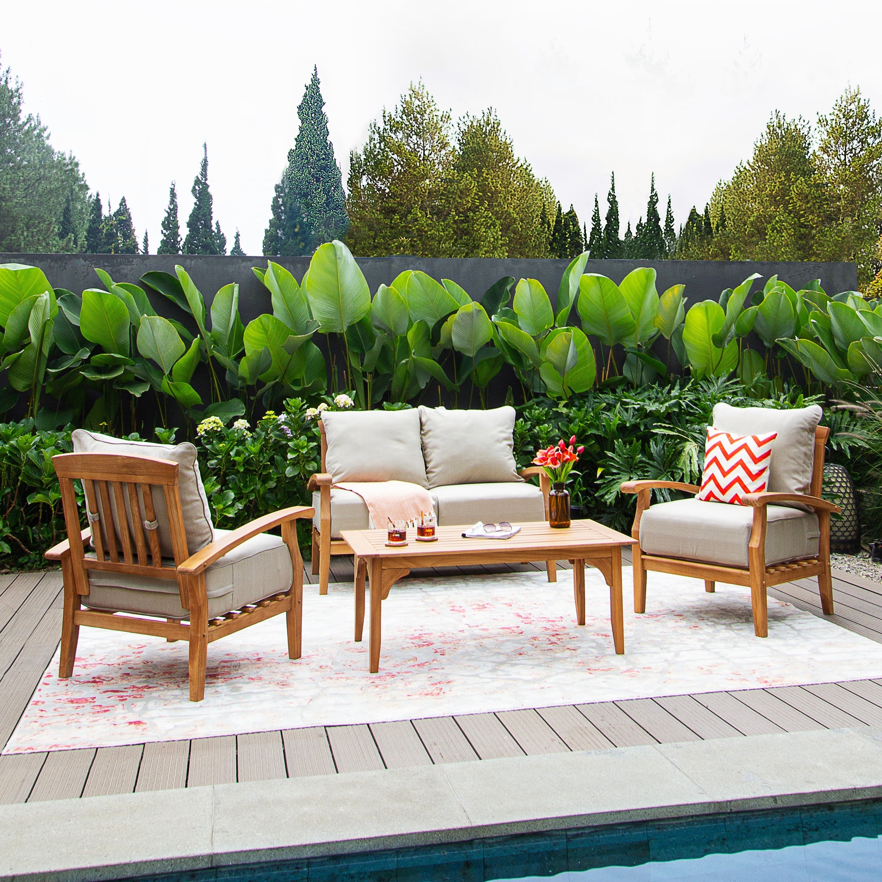 Ensemble de conversation Cambridge Casual Caterina 4 pièces en teck pour patio