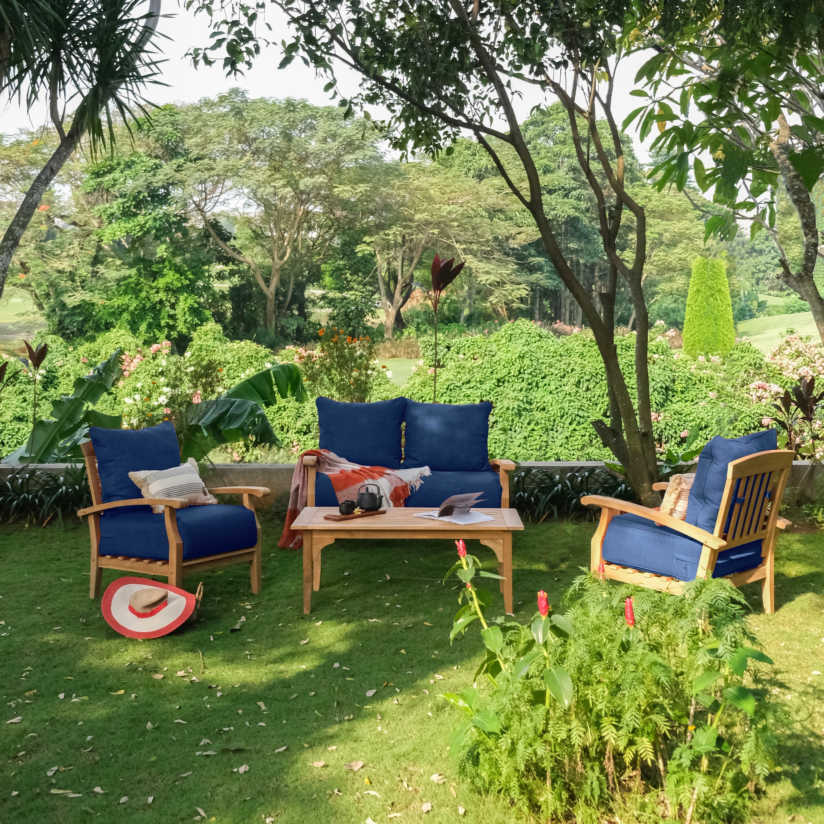 Ensemble de conversation Cambridge Casual Caterina 4 pièces en teck pour patio