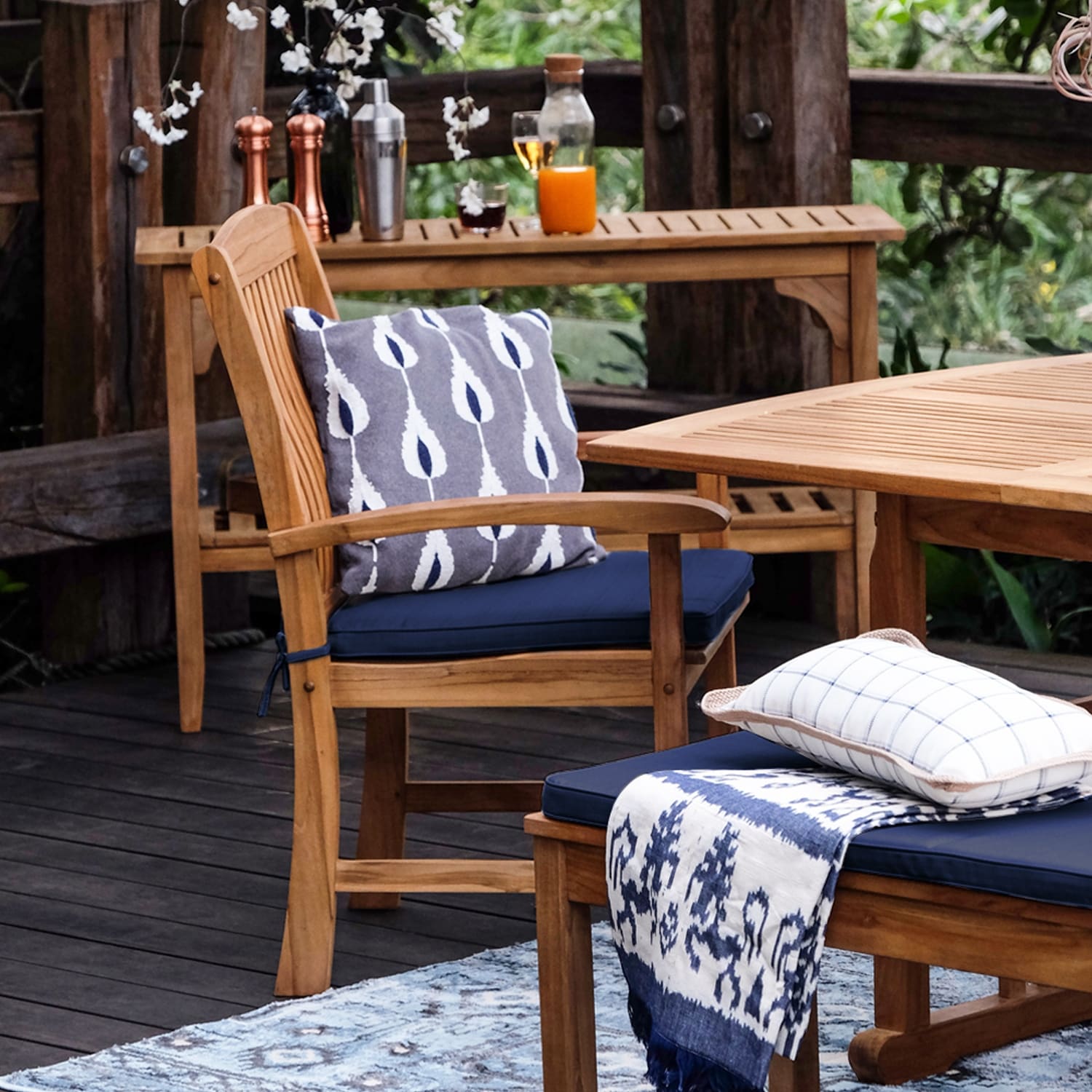 Ensemble de salle à manger extensible d'extérieur Cambridge Casual Caterina 6 pièces en teck