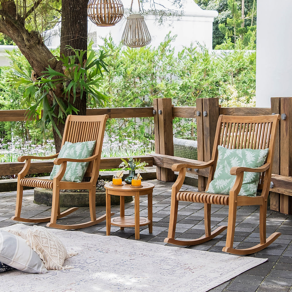 Ensemble de 3 chaises à bascule d'extérieur Cambridge Casual Chara en teck