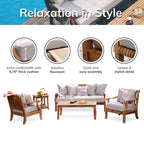 Ensemble de conversation Cambridge Casual Chara 5 pièces en teck pour patio