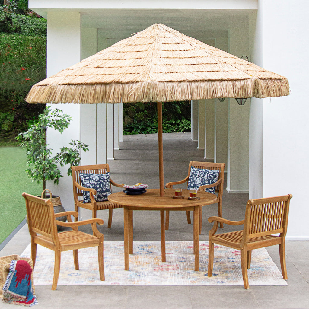 Ensemble de salle à manger de patio Cambridge Casual Chara 5 pièces en teck avec coussin