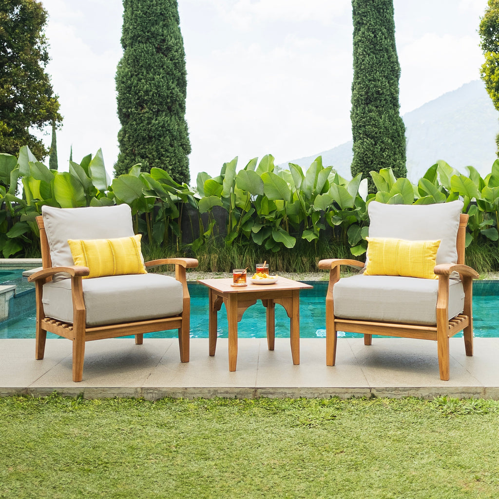 Ensemble de salon de jardin Cambridge Casual Leon 3 pièces en teck avec coussins
