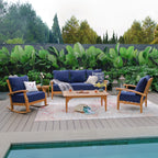 Ensemble de conversation de patio en bois de teck Cambridge Casual Leon 5 pièces