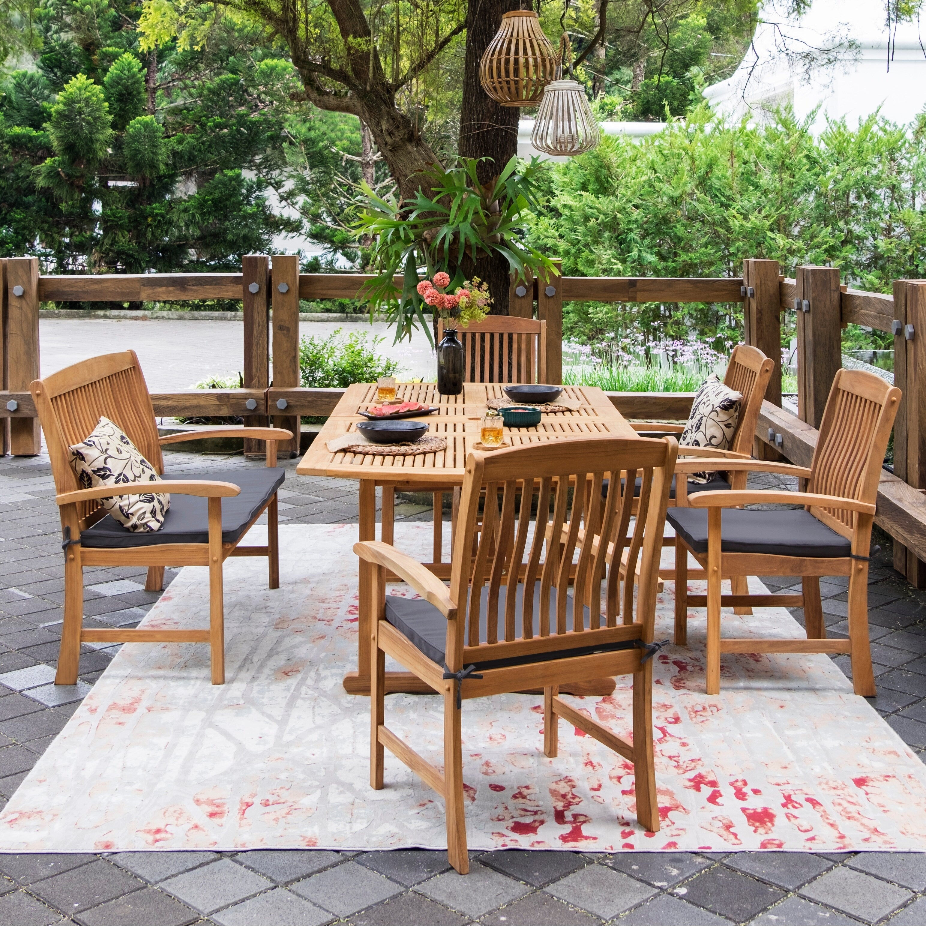 Ensemble de salle à manger extensible Cambridge Casual Leon 6 pièces en teck