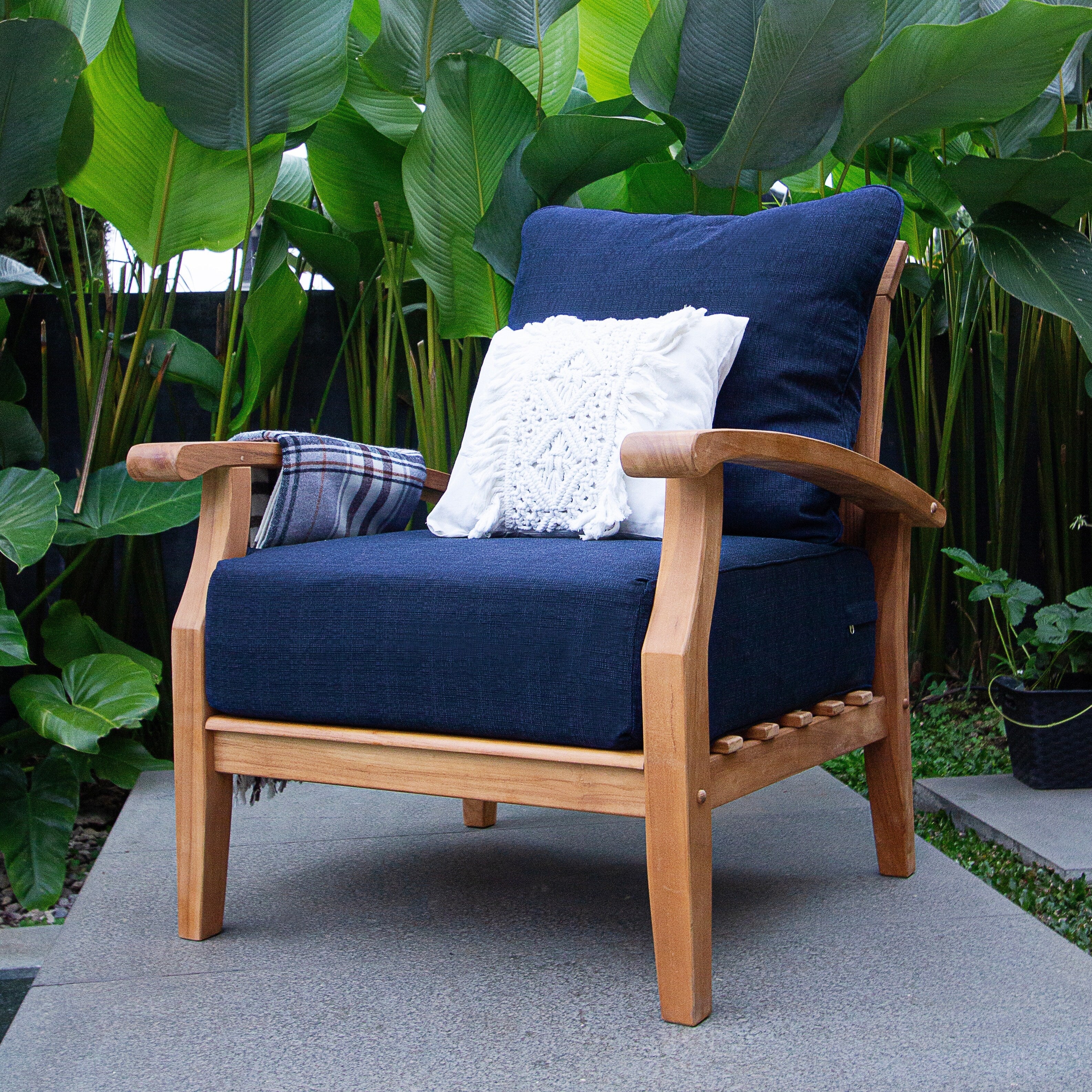 Ensemble de conversation de patio en teck Cambridge Casual Leon 7 pièces