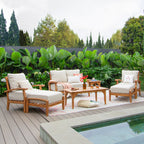 Ensemble de conversation de patio en teck Cambridge Casual Leon 7 pièces