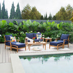 Ensemble de conversation de patio en teck Cambridge Casual Leon 7 pièces