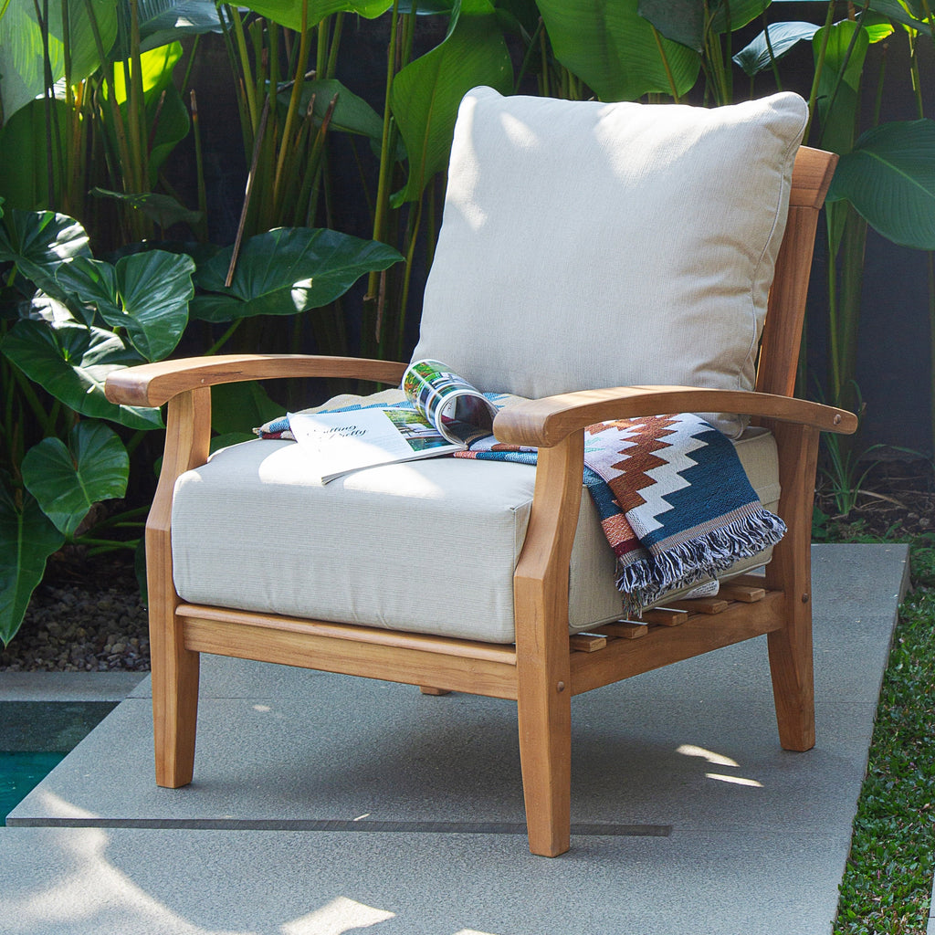 Ensemble de conversation de patio en teck Cambridge Casual Leon 7 pièces