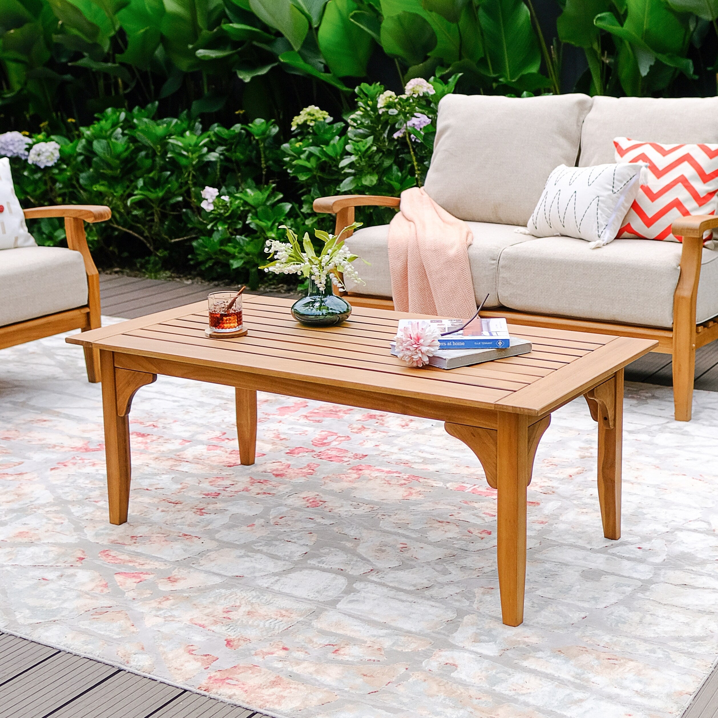 Ensemble de conversation de patio en teck Cambridge Casual Leon 7 pièces