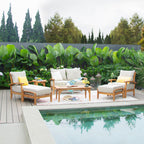 Ensemble de conversation de patio en teck Cambridge Casual Leon 7 pièces