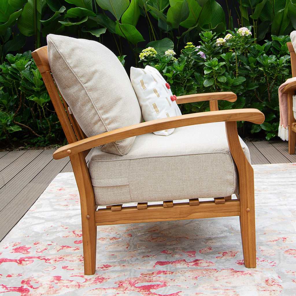 Ensemble de conversation de patio en teck Cambridge Casual Leon 7 pièces