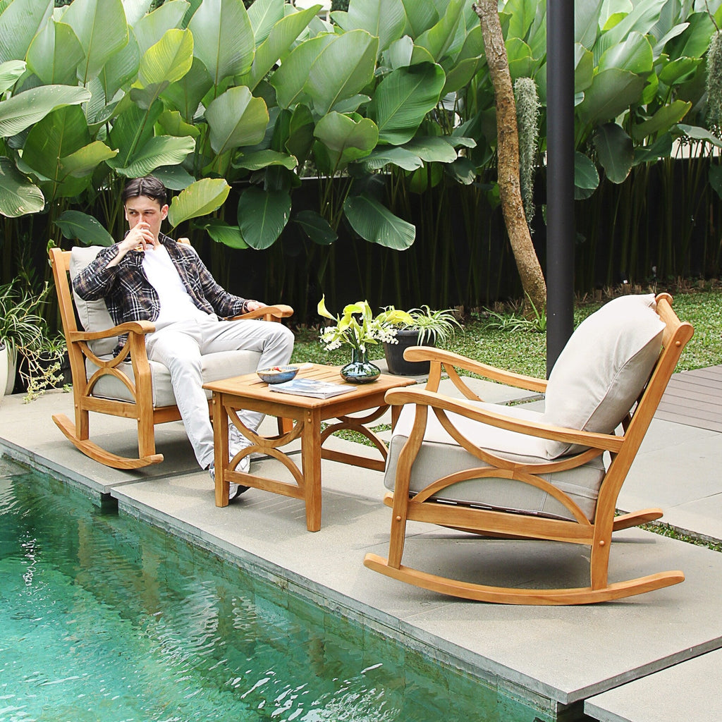 Ensemble de conversation de patio en teck Cambridge Casual Lowell 3 pièces