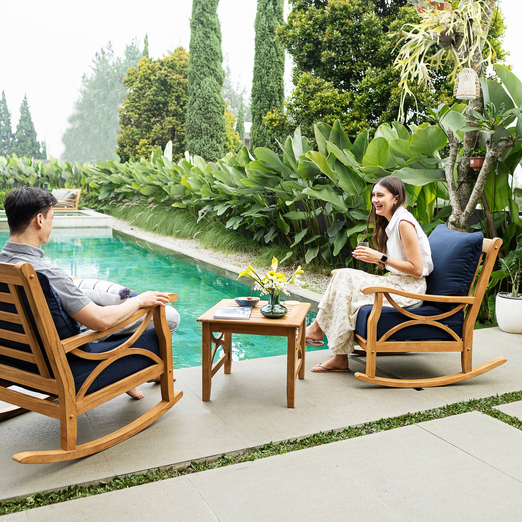 Ensemble de conversation de patio en teck Cambridge Casual Lowell 3 pièces