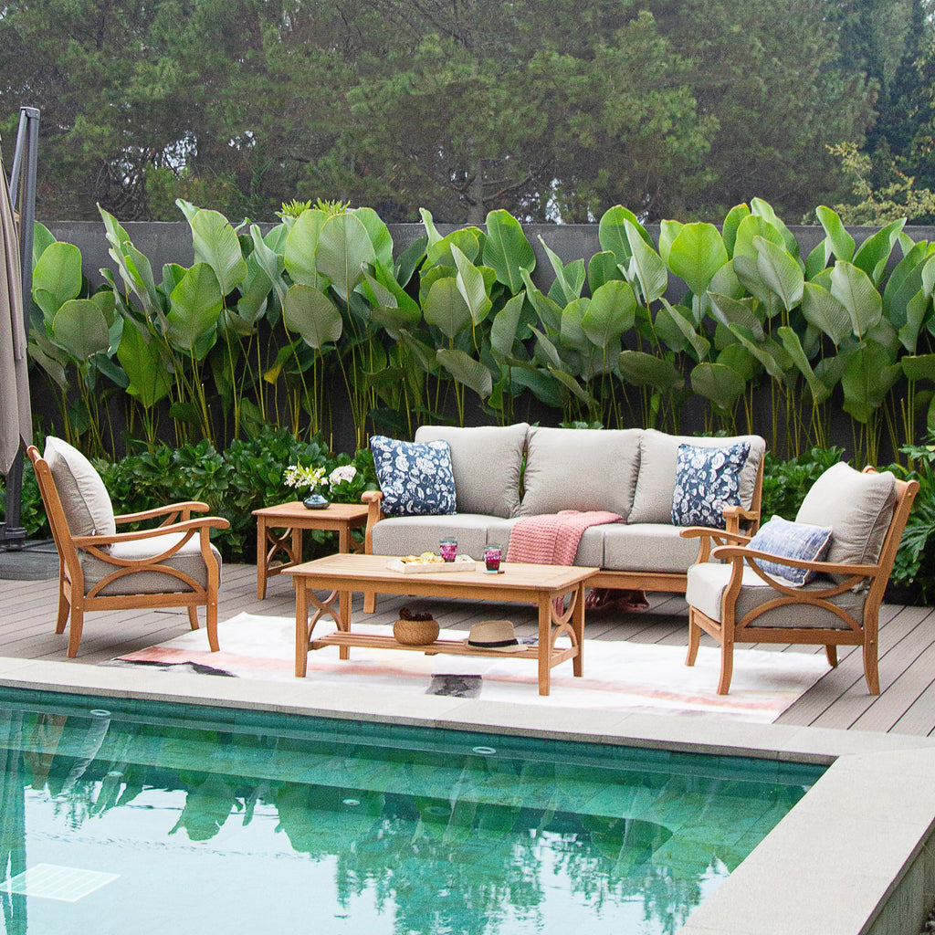 Ensemble de conversation d'extérieur 5 pièces en bois de teck Cambridge Casual Lowell