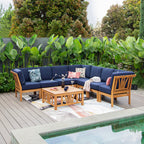 Ensemble de salon de jardin 8 pièces en teck Cambridge Casual Lowell avec coussin