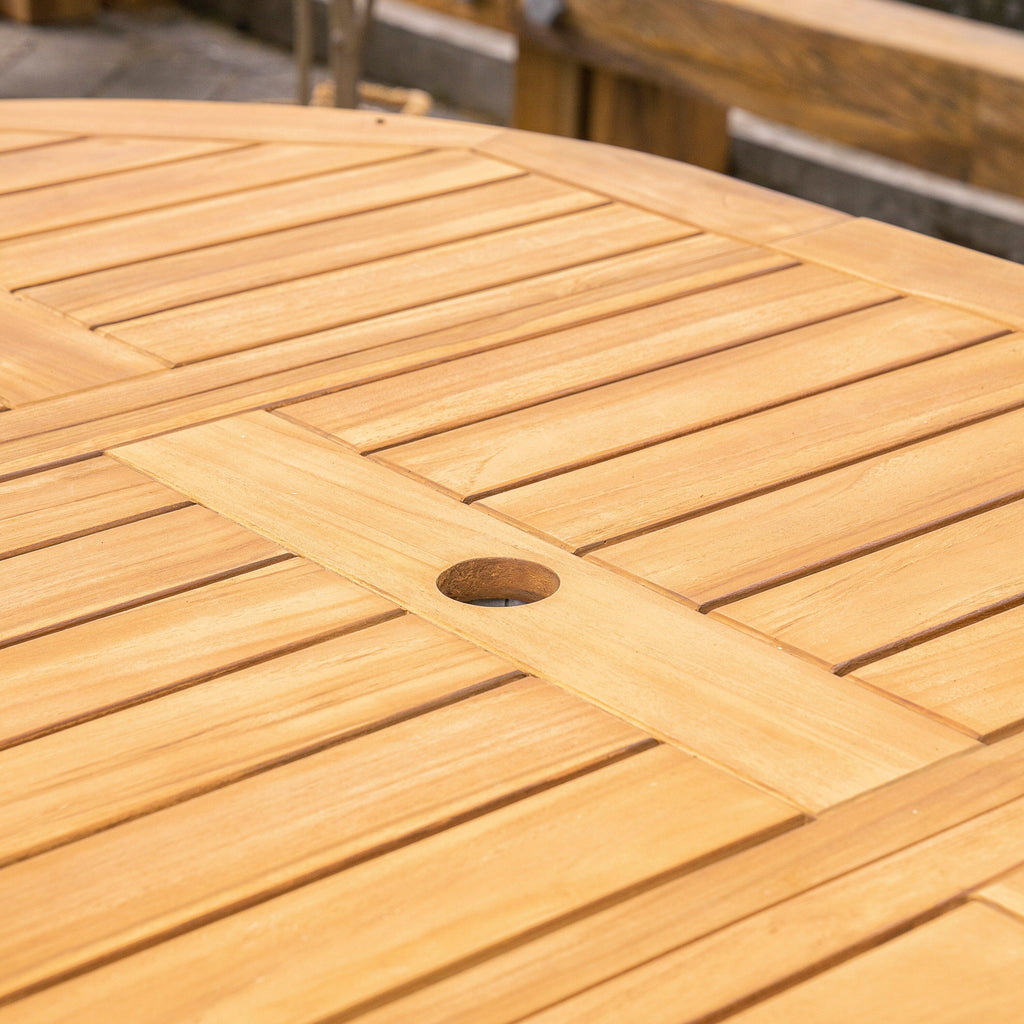 Ensemble de salle à manger d'extérieur pliable Cambridge Casual Miami 7 pièces en teck avec coussin de siège Sunbrella