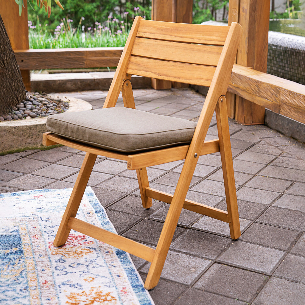 Ensemble de salle à manger d'extérieur pliable Cambridge Casual Miami 7 pièces en teck avec coussin de siège Sunbrella