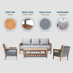 Ensemble de conversation d'extérieur Cambridge Casual Nassau 4 pièces en bois de teck