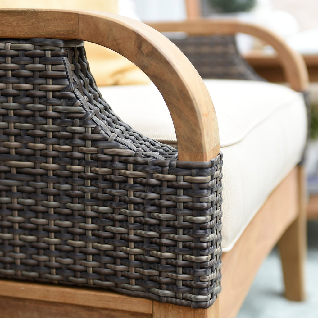 Ensemble de conversation d'extérieur Cambridge Casual Palma 3 pièces en teck et osier avec oreiller GRATUIT