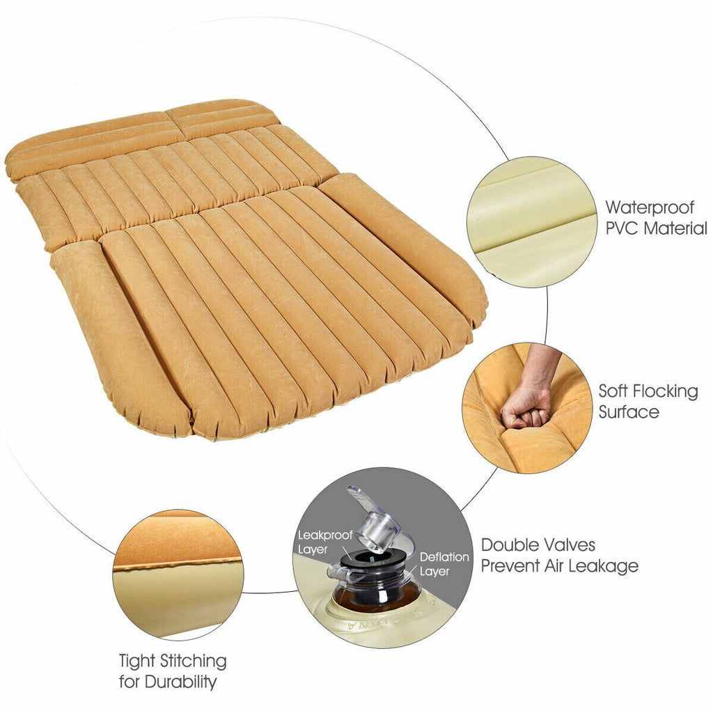 Matelas gonflable Camel pour voiture avec gonflage rapide et surface floquée imperméable pour camping et voyage