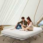 Matelas gonflable de camping pliable avec cadre et pompe